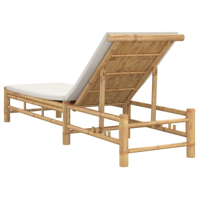 Sun Lounger With Cushions 55X199X30 Cm Bamboo Aobnxxl