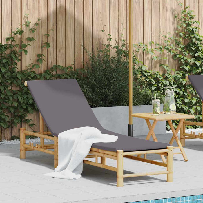 Sun Lounger With Cushions 55X199X30 Cm Bamboo Aobnxxi