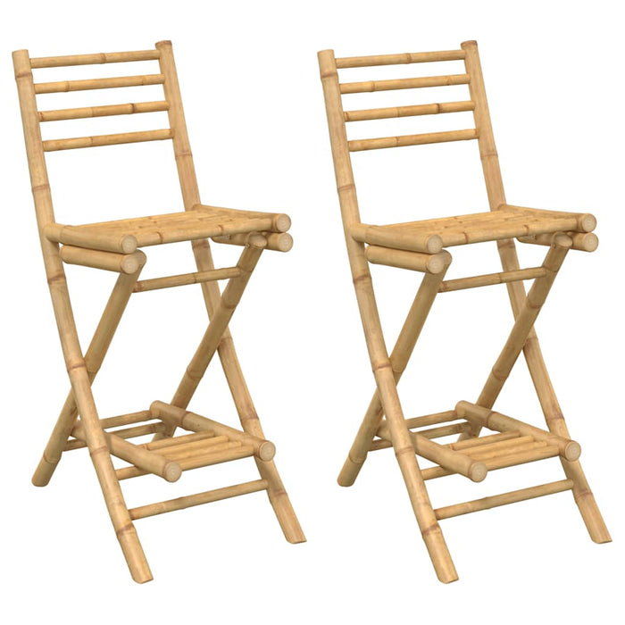 Outdoor Bar Stools With Footrests 2 Pcs Foldable Bamboo Aobnxxn