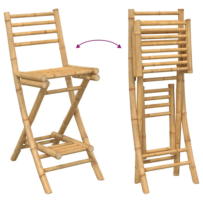 Outdoor Bar Stools With Footrests 2 Pcs Foldable Bamboo Aobnxxn