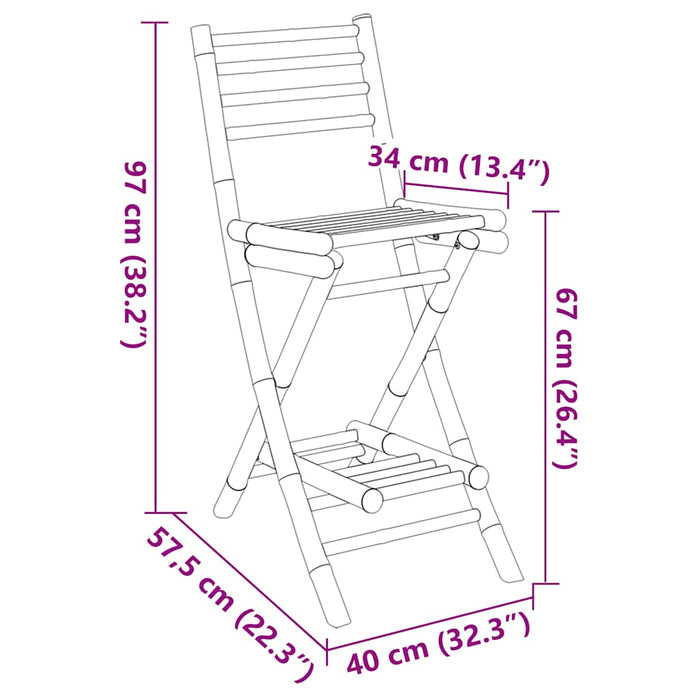 Outdoor Bar Stools With Footrests 2 Pcs Foldable Bamboo Aobnxxn