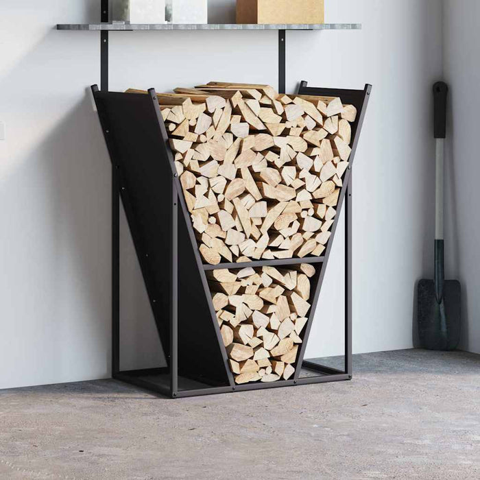 Firewood Rack Black 69.5X35X81 Cm Cold-Rolled Steel Nlaoii