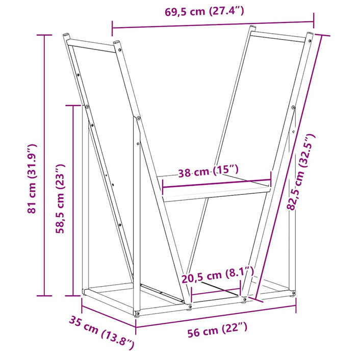 Firewood Rack Black 69.5X35X81 Cm Cold-Rolled Steel Nlaoii