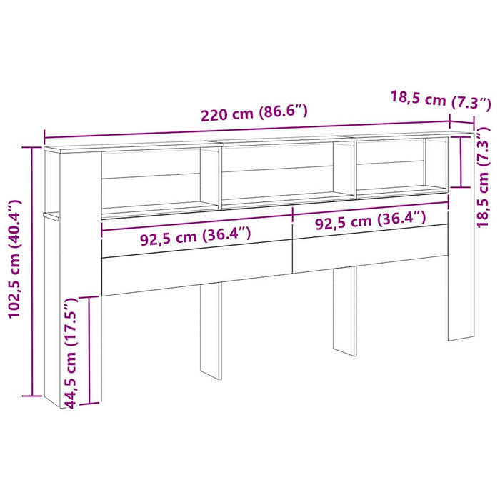 Headboard Cabinet 220 X 18.5 X 104.5 Cm Engineered Wood Nlxbko
