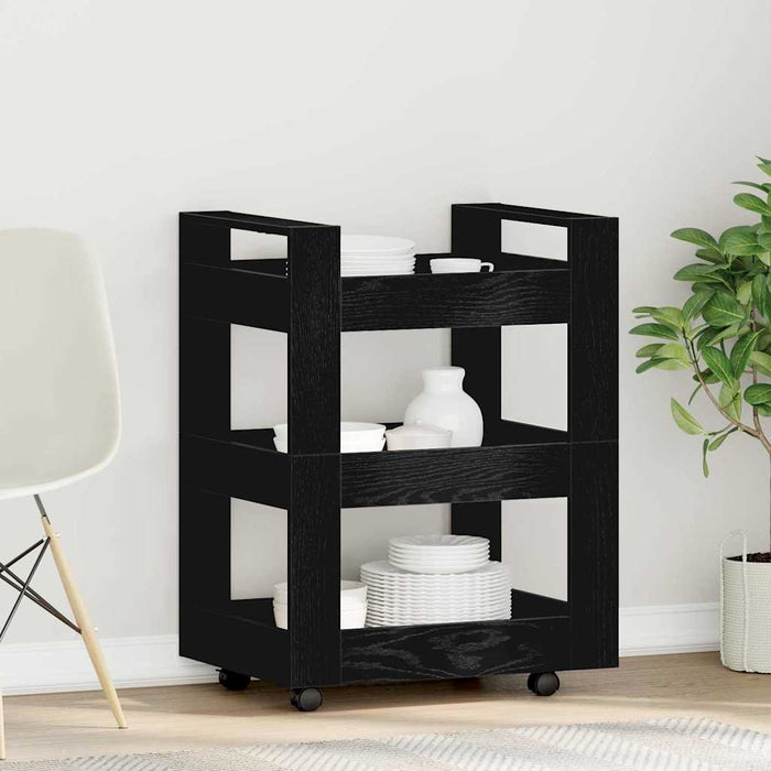 Kitchen Trolley Black Oak 60 X 45 X 80 Cm Engineered Wood Nlxook