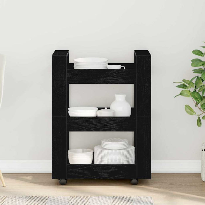 Kitchen Trolley Black Oak 60 X 45 X 80 Cm Engineered Wood Nlxook