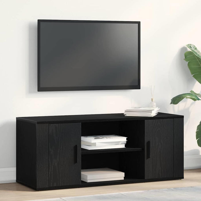 Tv Cabinet Black Oak 100 X 35 X 40 Cm Engineered Wood Nlxoxp