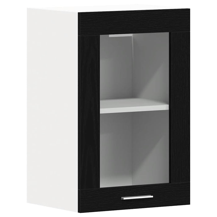 Hanging Glass Cabinet Black Oak 40X31X60 Cm Engineered Wood Nltotk