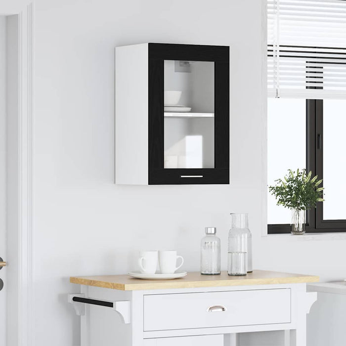 Hanging Glass Cabinet Black Oak 40X31X60 Cm Engineered Wood Nltotk