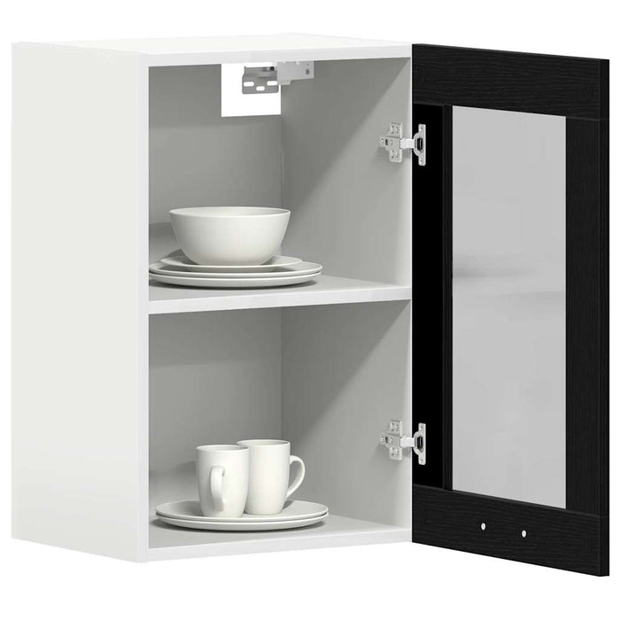 Hanging Glass Cabinet Black Oak 40X31X60 Cm Engineered Wood Nltotk
