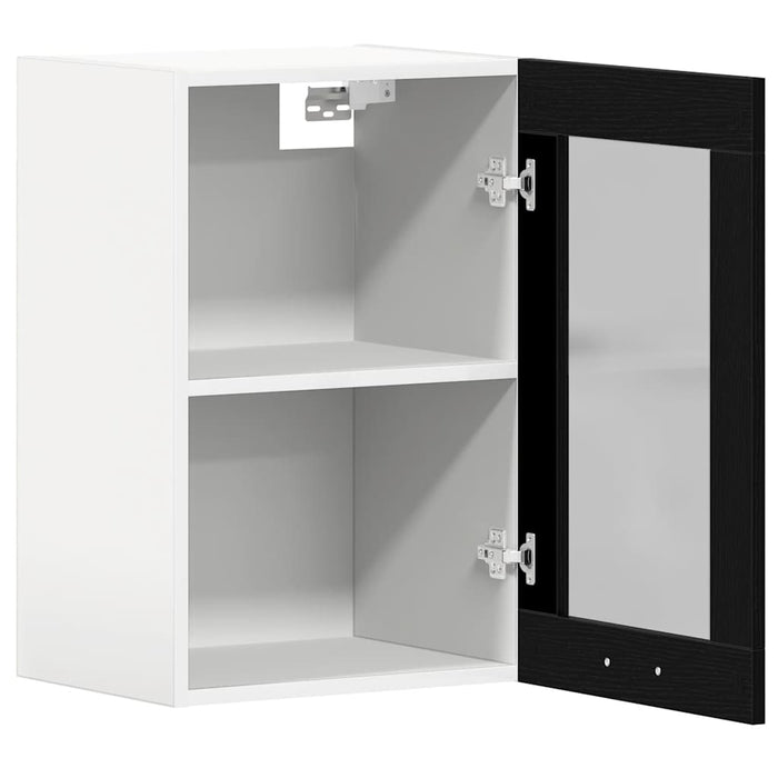 Hanging Glass Cabinet Black Oak 40X31X60 Cm Engineered Wood Nltotk