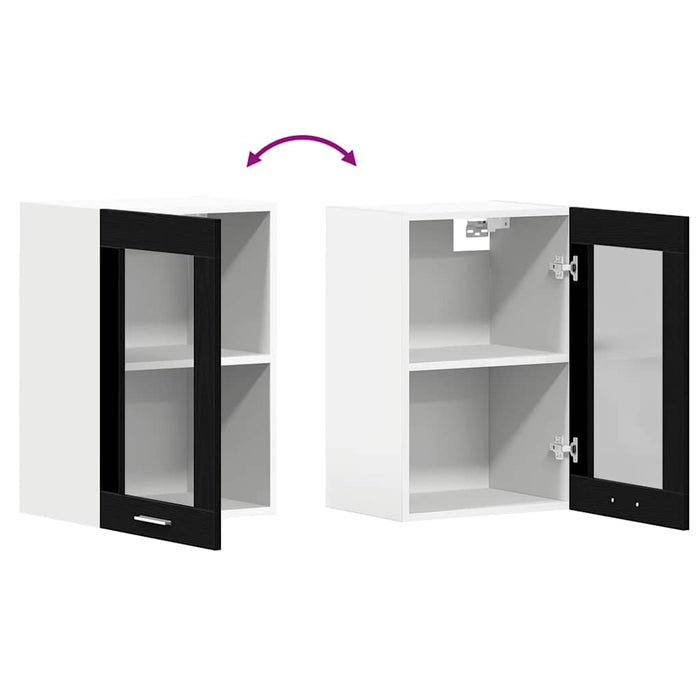 Hanging Glass Cabinet Black Oak 40X31X60 Cm Engineered Wood Nltotk