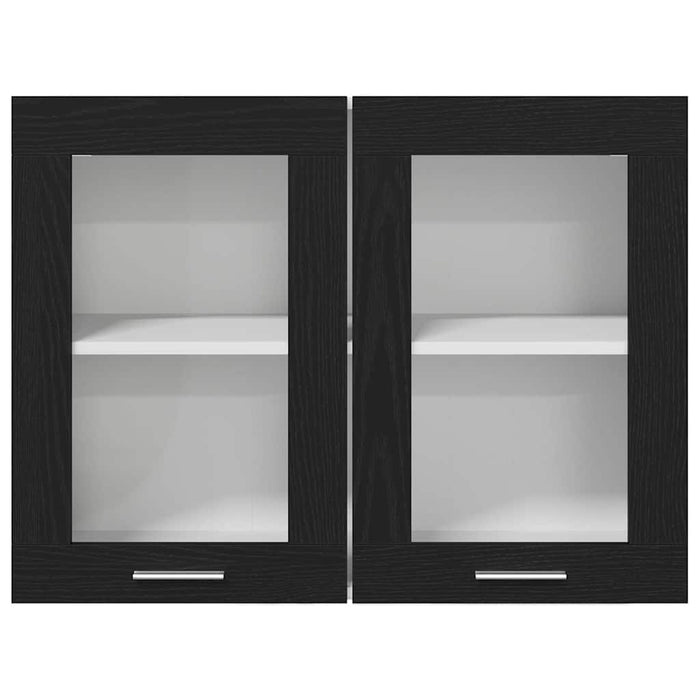 Hanging Glass Cabinet Black Oak 80 X 31 X 60 Cm Engineered Wood Nltoai