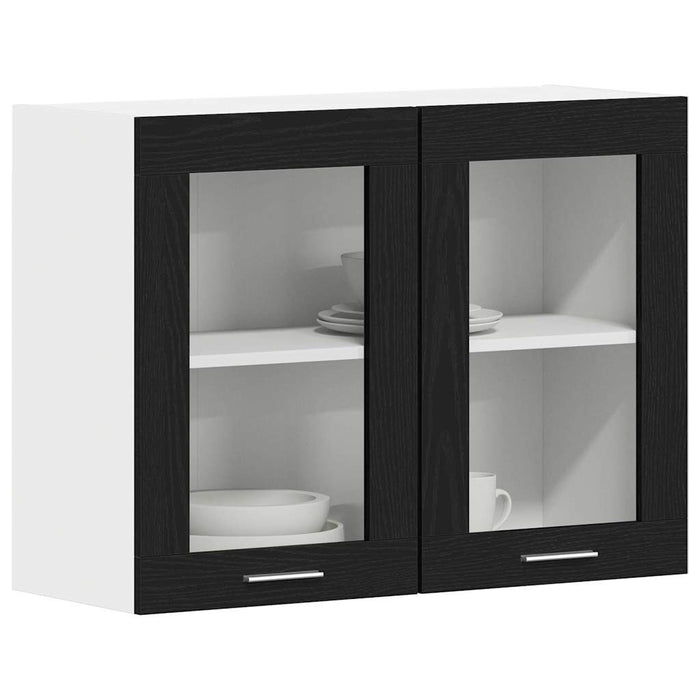Hanging Glass Cabinet Black Oak 80 X 31 X 60 Cm Engineered Wood Nltoai