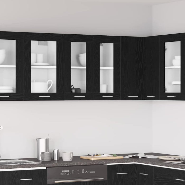 Hanging Glass Cabinet Black Oak 60 X 31 X 60 Cm Engineered Wood Nltopx