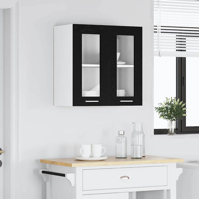 Hanging Glass Cabinet Black Oak 60 X 31 X 60 Cm Engineered Wood Nltopx