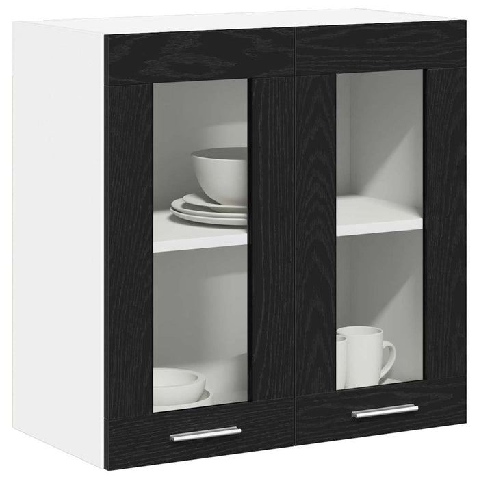 Hanging Glass Cabinet Black Oak 60 X 31 X 60 Cm Engineered Wood Nltopx