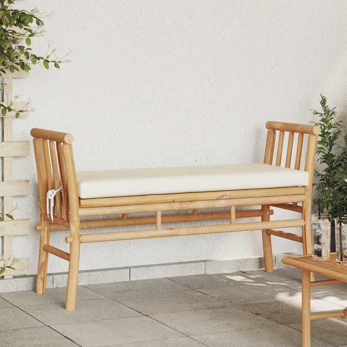Garden Bench With Cushion Brown 110 X 38 X 65Cm Bamboo Aobnbii