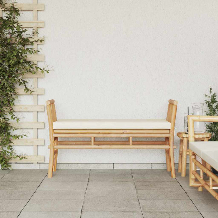 Garden Bench With Cushion Brown 110 X 38 X 65Cm Bamboo Aobnbii