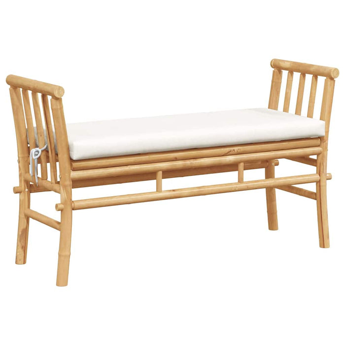 Garden Bench With Cushion Brown 110 X 38 X 65Cm Bamboo Aobnbii