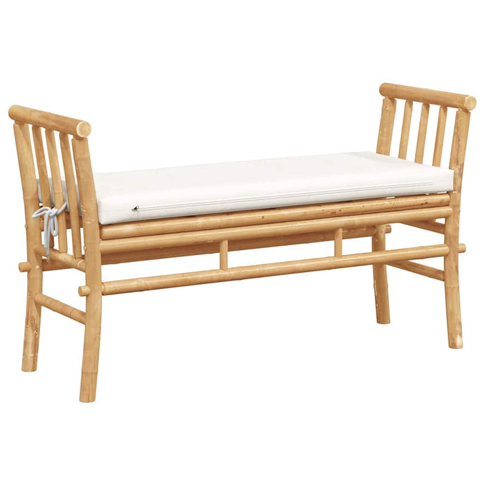 Garden Bench With Cushion Brown 110 X 38 X 65Cm Bamboo Aobnbii