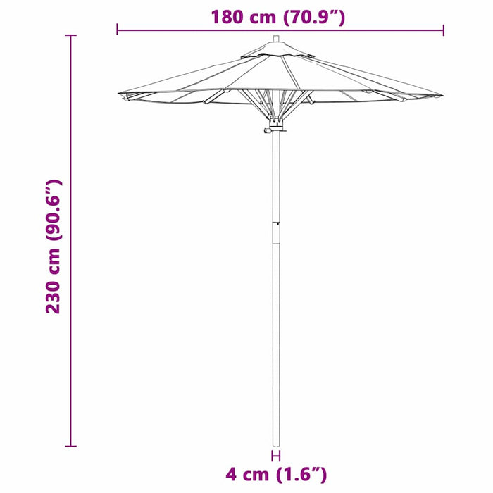 Garden Parasol Cream White 180 X 180 X 230 Cm Bamboo Aobnbnb