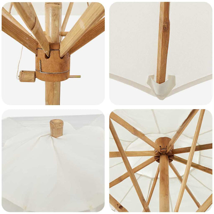 Garden Parasol Cream White 240 X 240 X 260 Cm Bamboo Aobnbnx