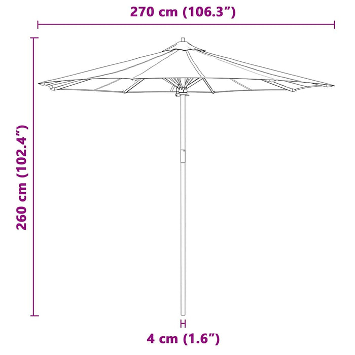 Garden Parasol Cream White 270 X 270 X 260 Cm Bamboo Aobnbnt