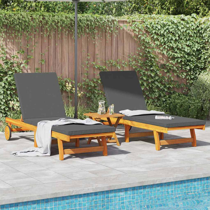 Sun Lounger 2 Pcs Brown 63 X 199 X 85Cm Solid Acacia Wood Ttxpokp