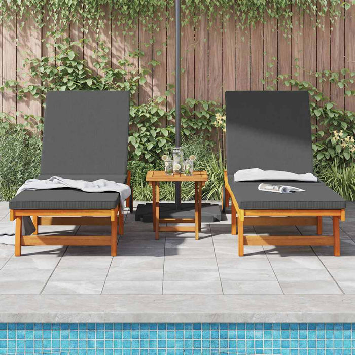 Sun Lounger 2 Pcs Brown 63 X 199 X 85Cm Solid Acacia Wood Ttxpokp