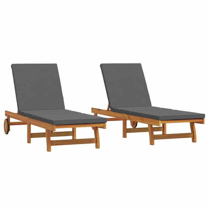 Sun Lounger 2 Pcs Brown 63 X 199 X 85Cm Solid Acacia Wood Ttxpokp