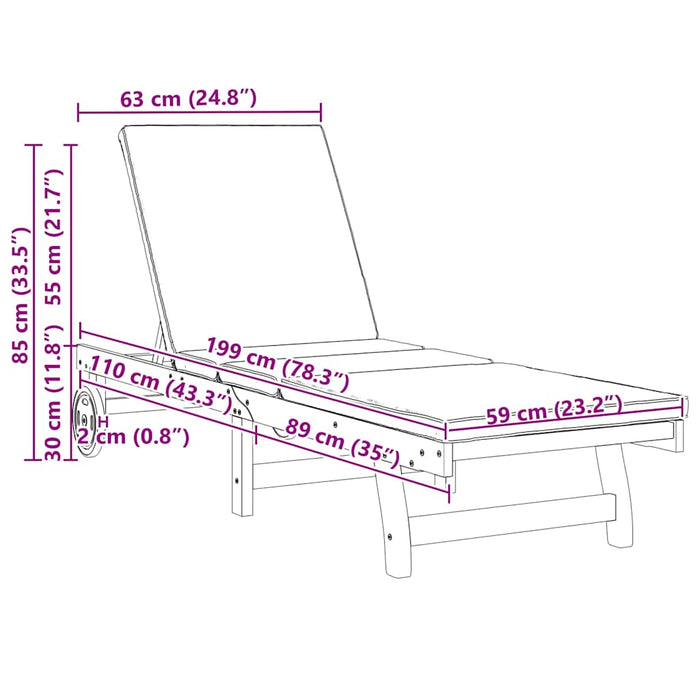 Sun Lounger 2 Pcs Brown 63 X 199 X 85Cm Solid Acacia Wood Ttxpokp