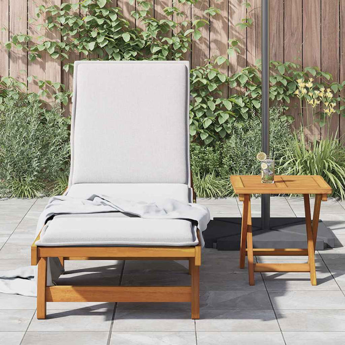 Sun Lounger With Table Solid Wood Acacia Ttxpokk