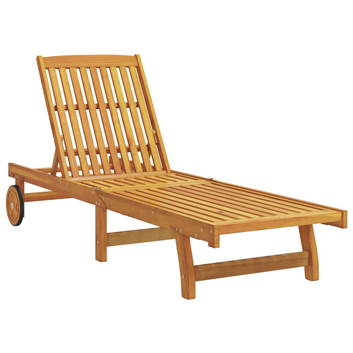 Sun Lounger With Table Solid Wood Acacia Ttxpokk