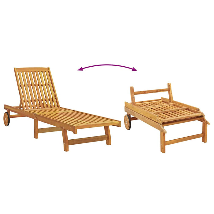 Sun Lounger With Table Solid Wood Acacia Ttxpokk