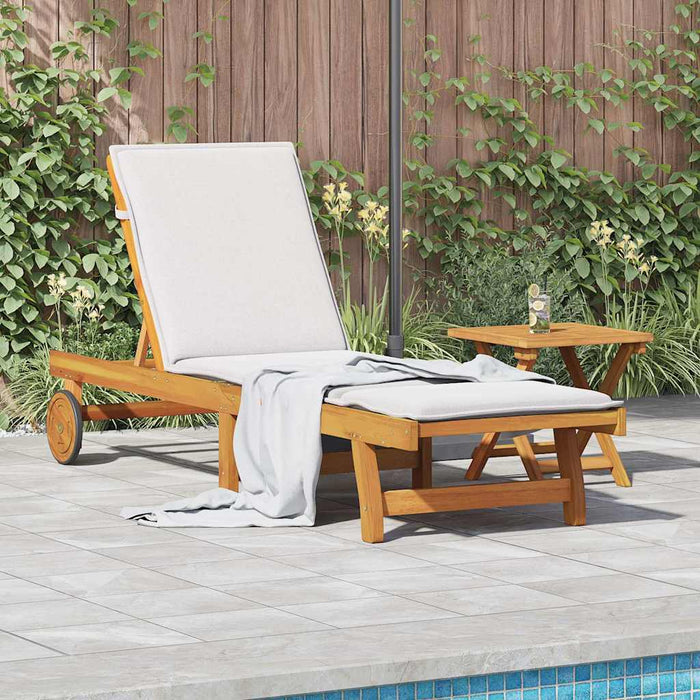 Sun Lounger With Table Solid Wood Acacia Ttxpokk