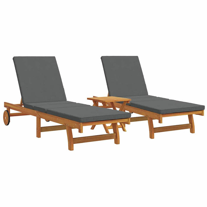 Sun Lounger 3 Pcs Brown 40 X 40 X 40Cm Solid Acacia Wood Ttxpxbi