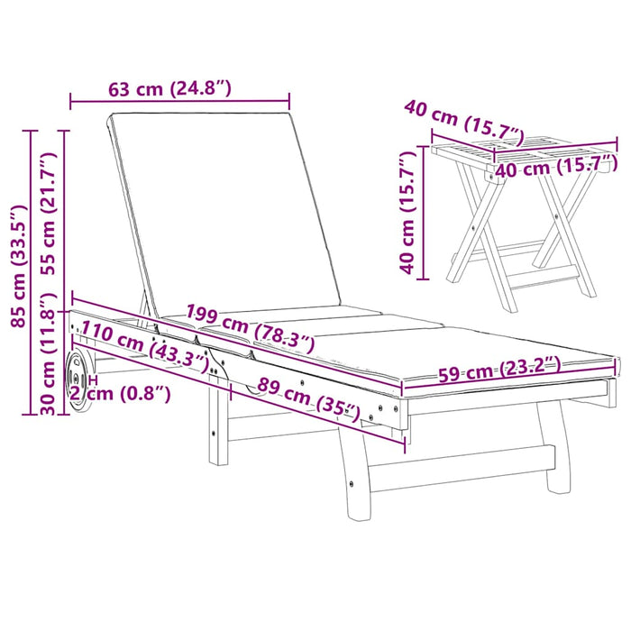 Sun Lounger 3 Pcs Brown 40 X 40 X 40Cm Solid Acacia Wood Ttxpxbi