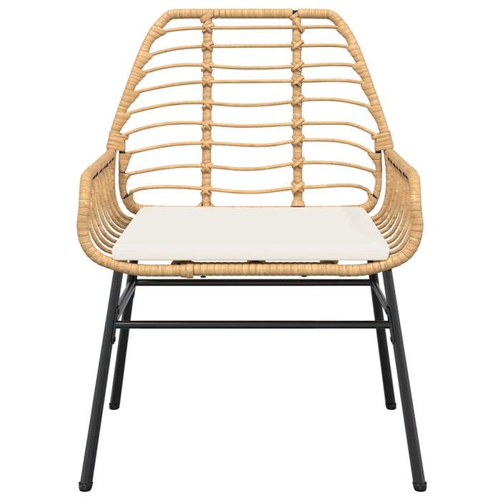 3 Piece Garden Dining Set With Cushions Brown Poly Rattan Glass Tttaapi