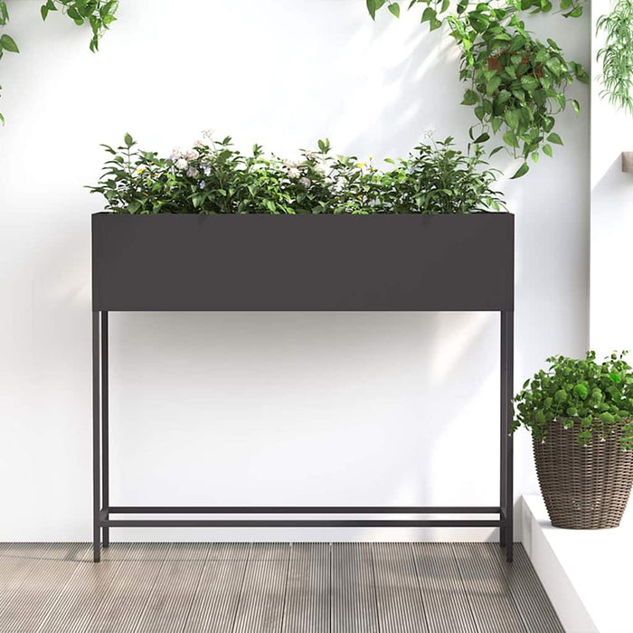 Raised Garden Planter Black 100 X 26 X 82 Cm Steel Nlpnil