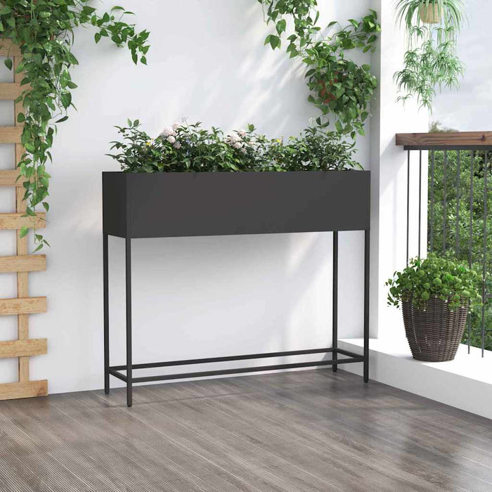 Raised Garden Planter Black 100 X 26 X 82 Cm Steel Nlpnil