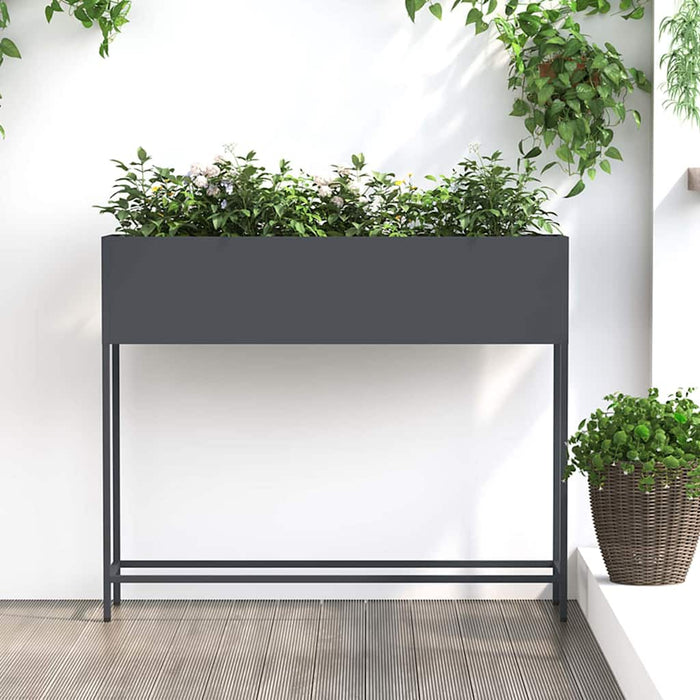 Raised Garden Planter Anthracite 100 X 26 X 82 Cm Steel Nlpnin
