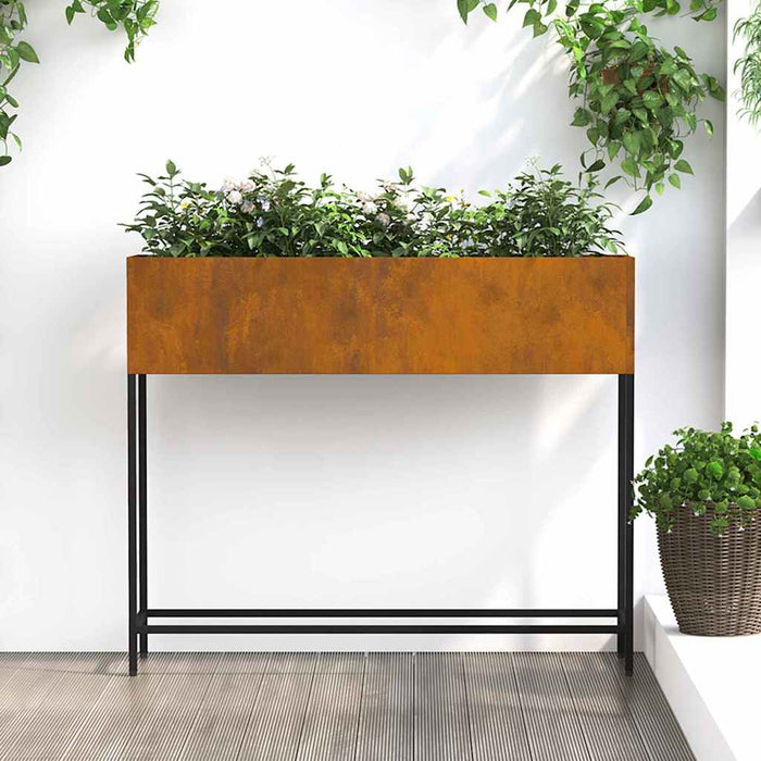 Raised Garden Planter Rusty 100 X 26 X 82 Cm Steel Nlpnnx