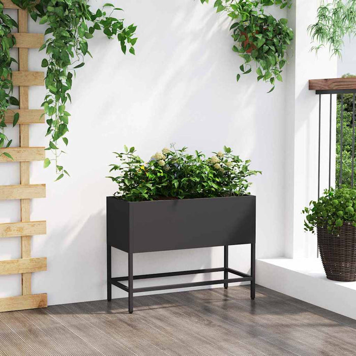 Raised Garden Planter Black 60 X 26 X 45 Cm Steel Nlpnnt