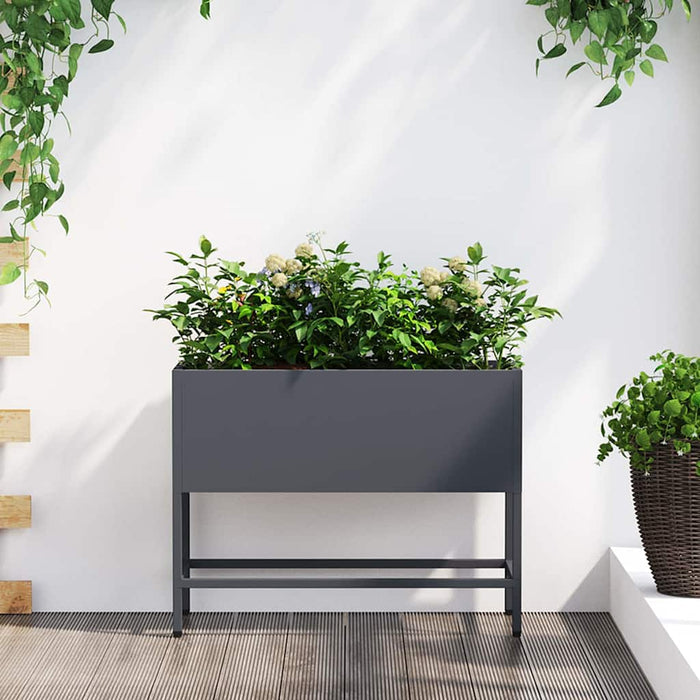 Raised Garden Planter Anthracite 60 X 26 X 45 Cm Steel Nlpnnp