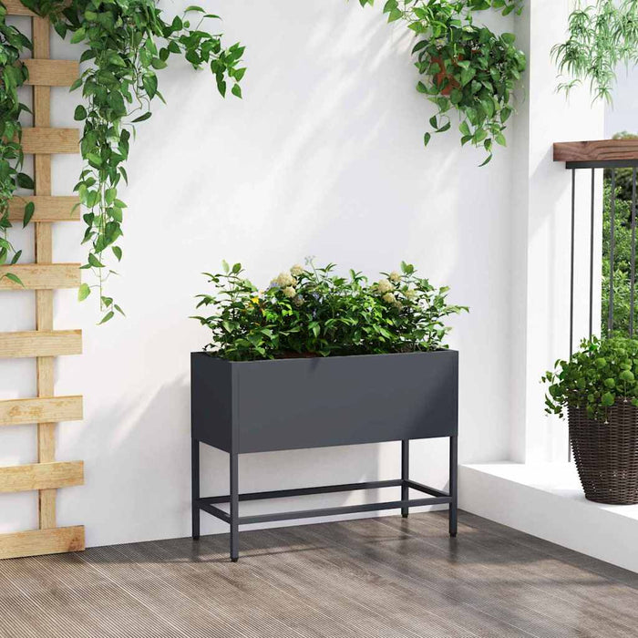 Raised Garden Planter Anthracite 60 X 26 X 45 Cm Steel Nlpnnp