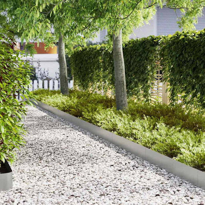 Lawn Edgings 30 Pcs Silver 100 X 0.5 X 20 Cm Galvanised Steel Nlpklt