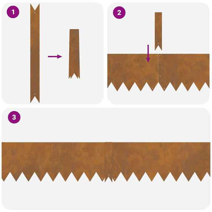 Rasenkanten 10 Pcs Brown 100 X 0.5 X 20 Cm Weathering Steel Nlpkla