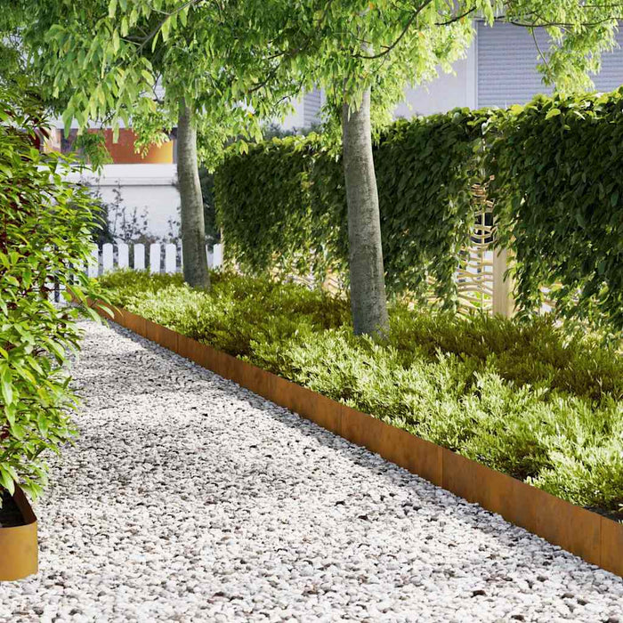 Lawn Edgings 20 Pcs Brown 100 X 0.5 X 20 Cm Weathering Steel Nlpklp