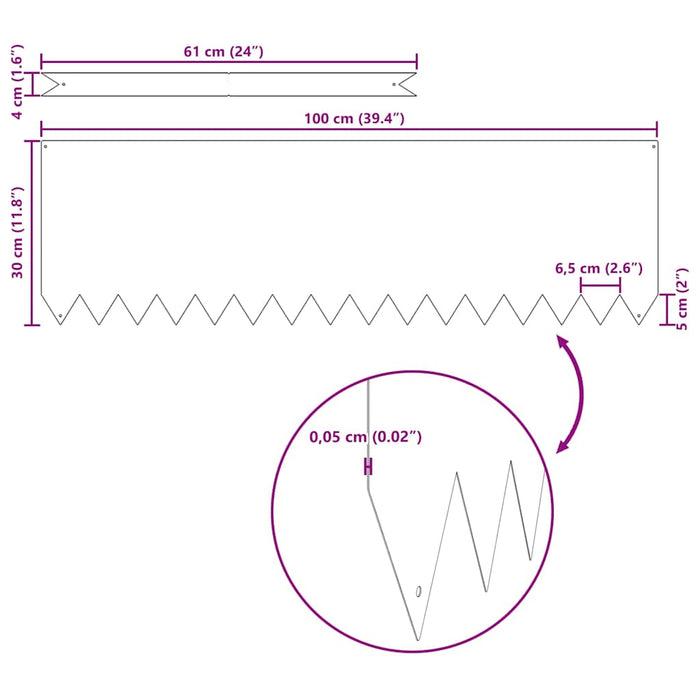 Lawn Edging 20 Pcs Brown 100 X 0.05 X 20 Cm Weathering Steel Nlpknb